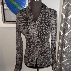 Piazza Sempione Y2K Semi Sheer Silk Animal Print Button Down Blouse SZ 38